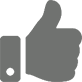 Gray icon of hand thumbs up